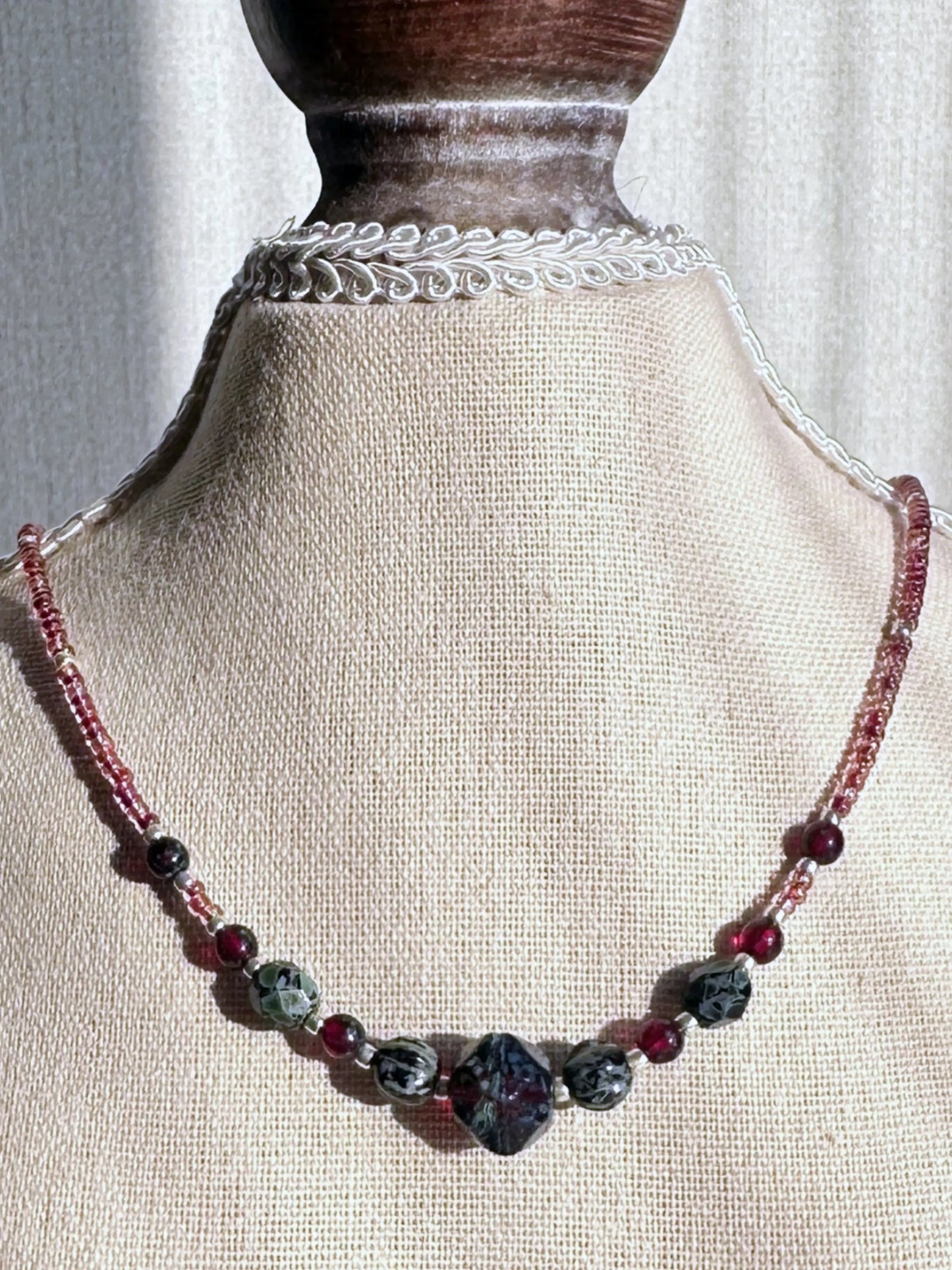 Imported Czech glass necklace with English cut beads and ombre effect