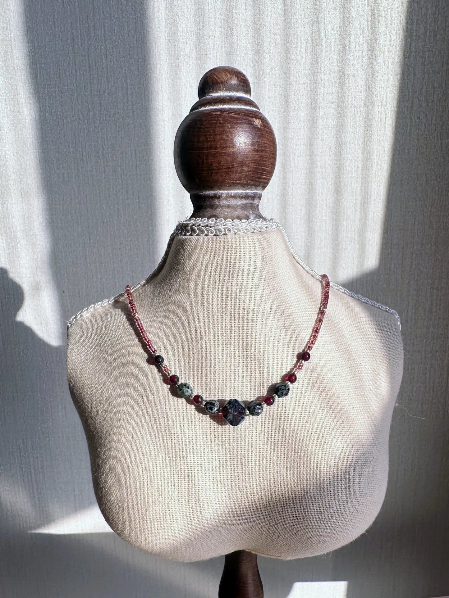 Imported Czech glass necklace with English cut beads and ombre effect