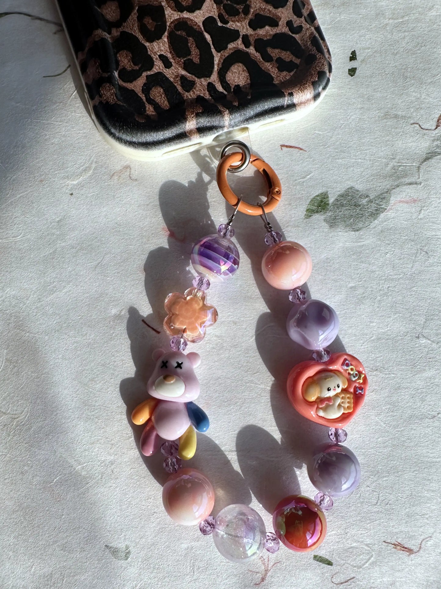 Trendy Cartoon Handmade Creative Beaded Phone Chain (Purple Series)